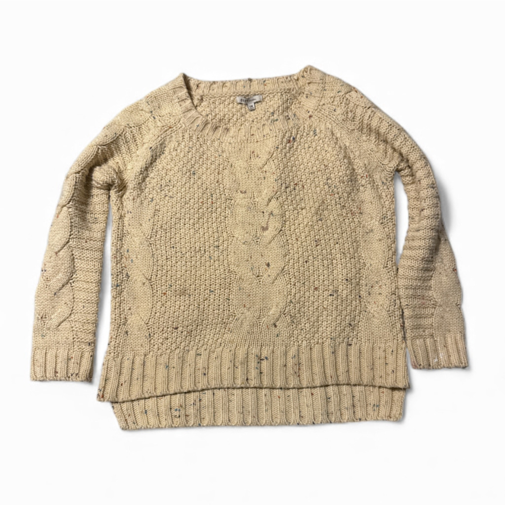 Vintage Cable Knit Sweater Tan Cottagecore Grandpa Cozy Casual Preppy Size S